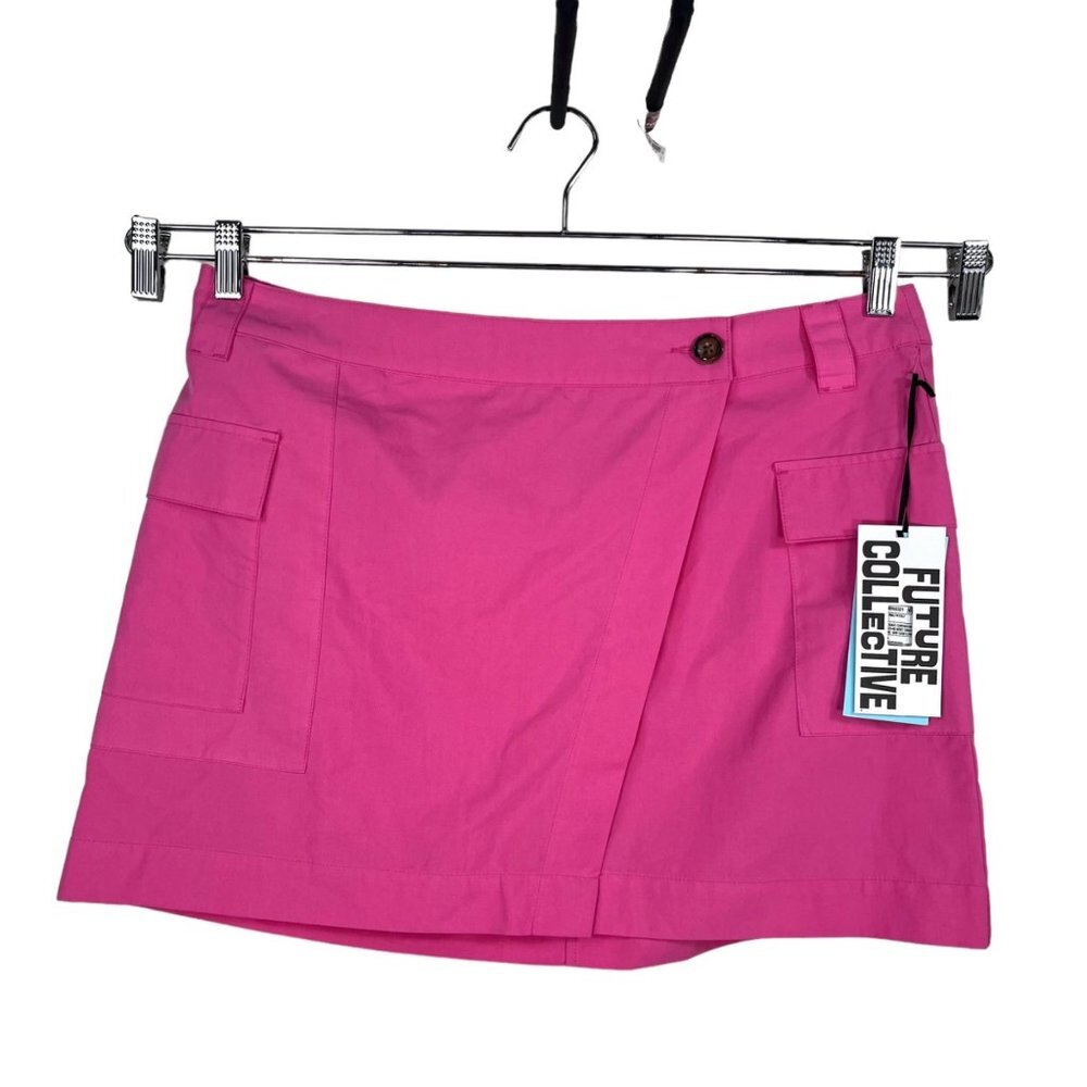 Future Collective Gabriella hot pink mini cargo wrap skirt‎ sz 14